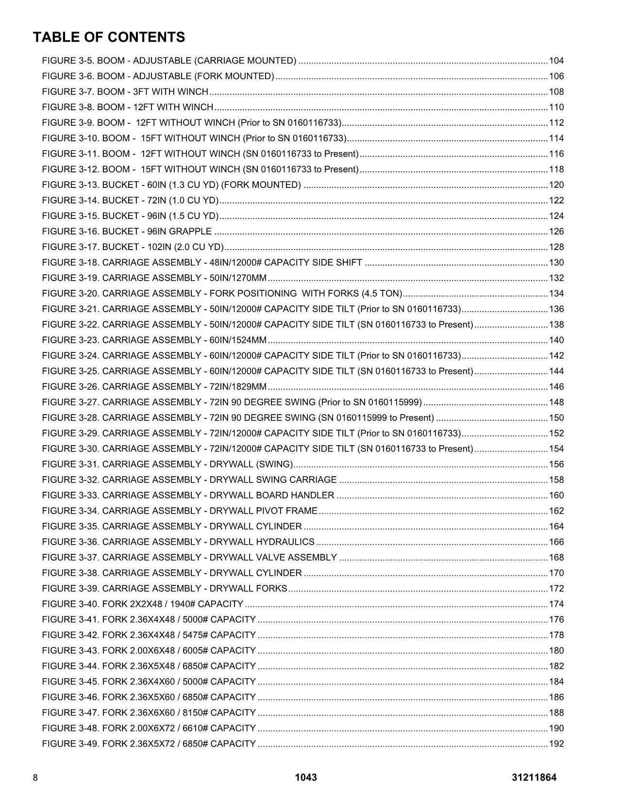 JLG 1043 Telehandler Parts Catalog Manual 31211864