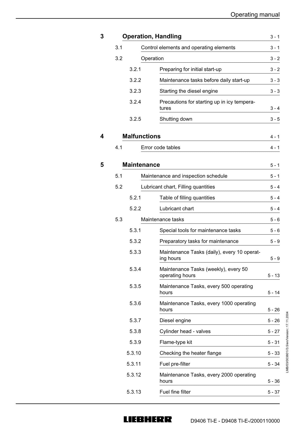 Liebherr D9406 TI-E - D9408 TI-E engine Operators manual