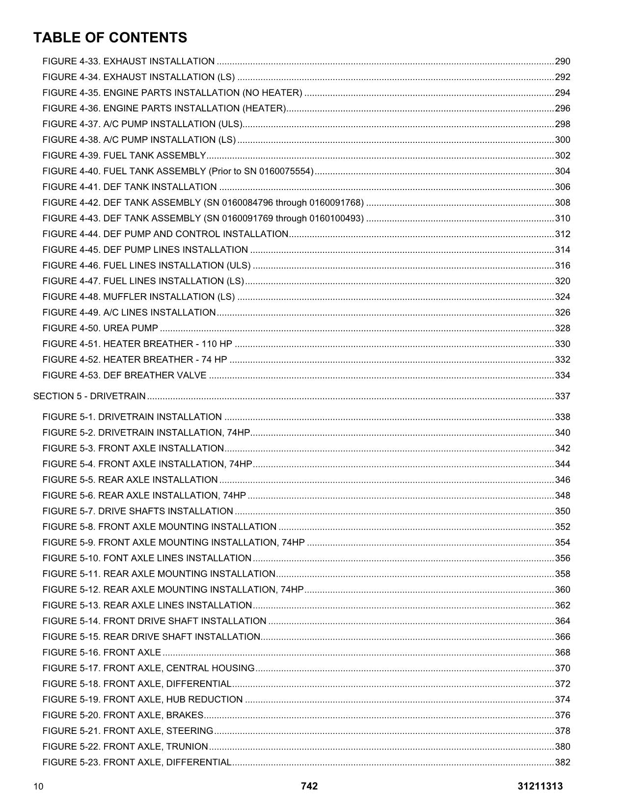 JLG 742 Telehandler Parts Catalog Manual Prior to 0160100493