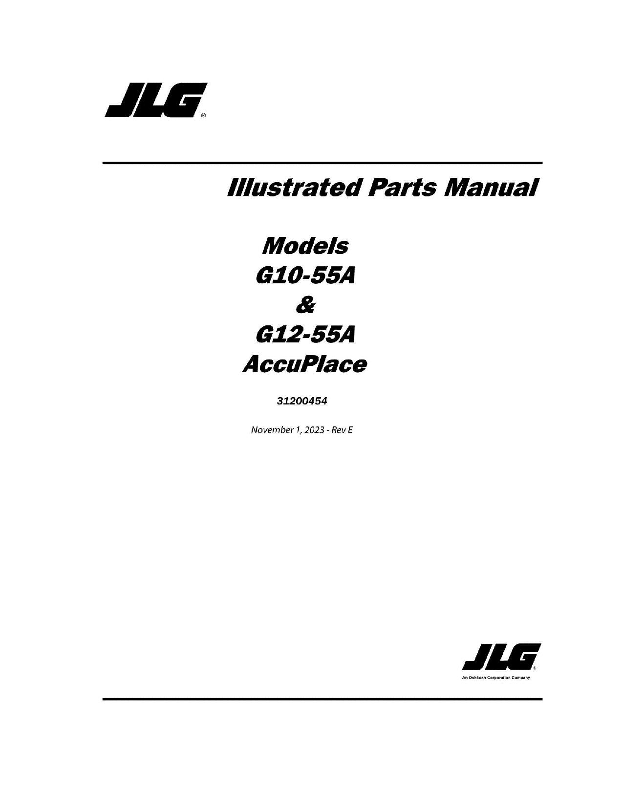 JLG G10-55A AccuPlace G12-55A AccuPlace Telehandler Parts Catalog Manual