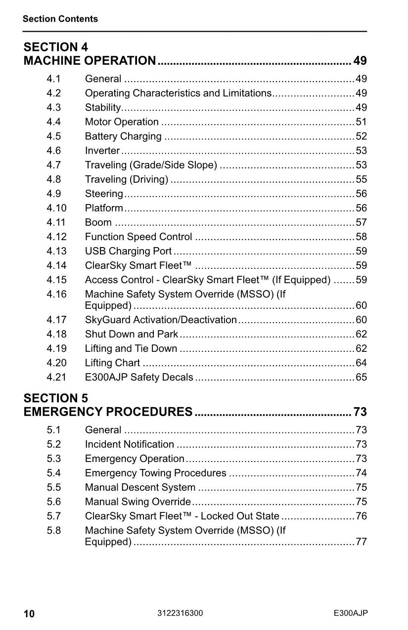 JLG E300AJP Boom Lift Maintenance Operation Operators Manual 3122316300