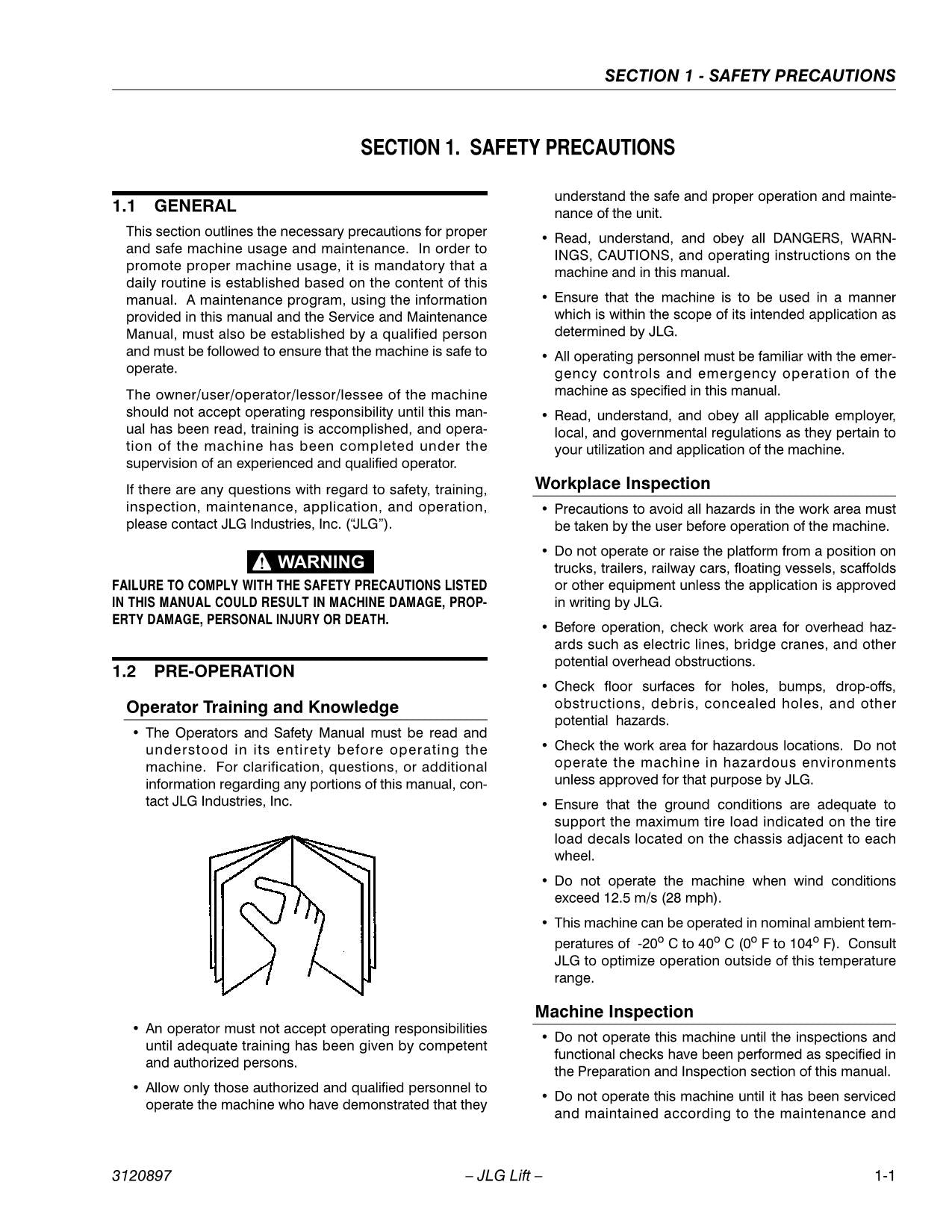 JLG 600SC 600SJC 660SJC Boom Lift Maintenance Operation Operators Manual 3120897