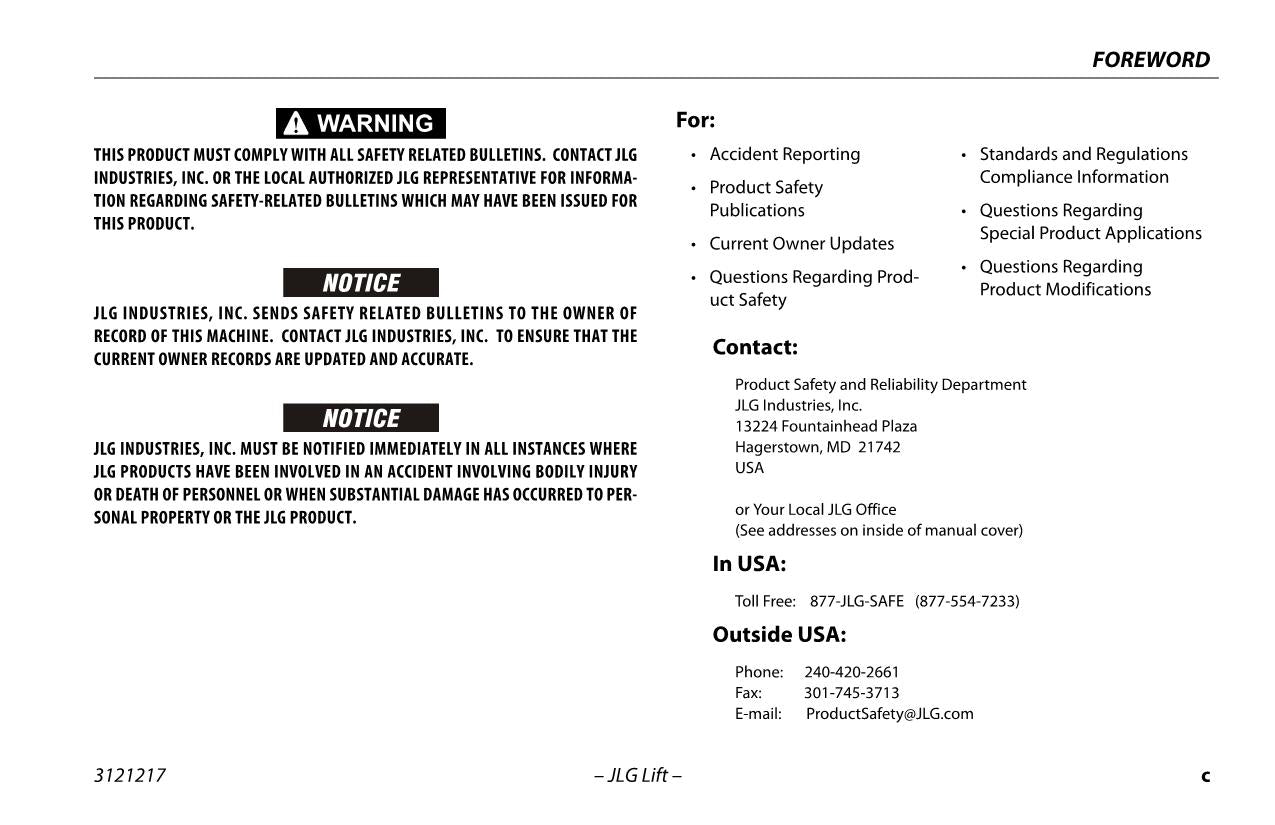 JLG E600 E600J E600JP M600 M600J M600JP Boom Lift Operators Manual 3121217