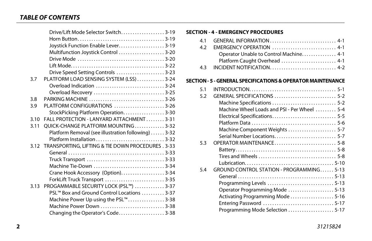 JLG 20MSP 20MVL Boom Lift Maintenance Operation Operators Manual