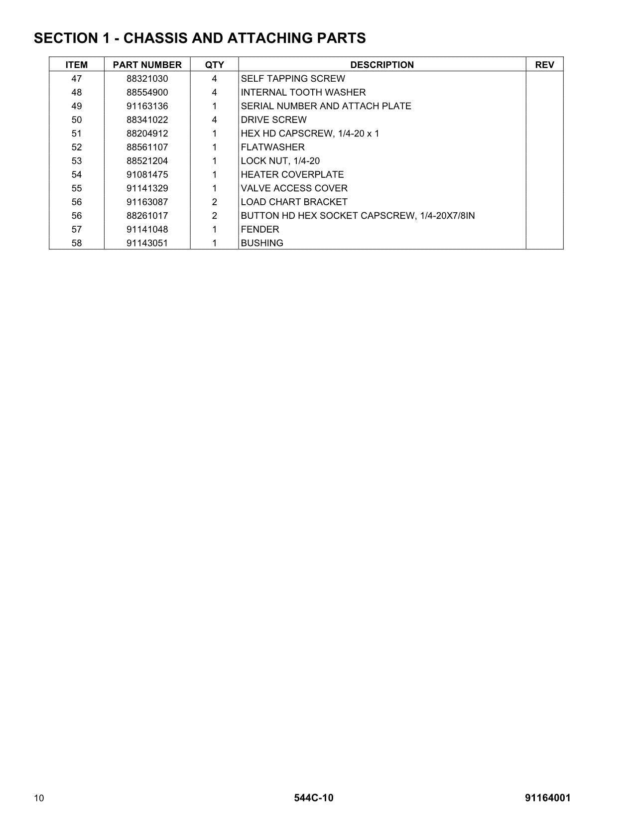 GRADALL JLG 544C-10 Telehandler Parts Catalog Manual