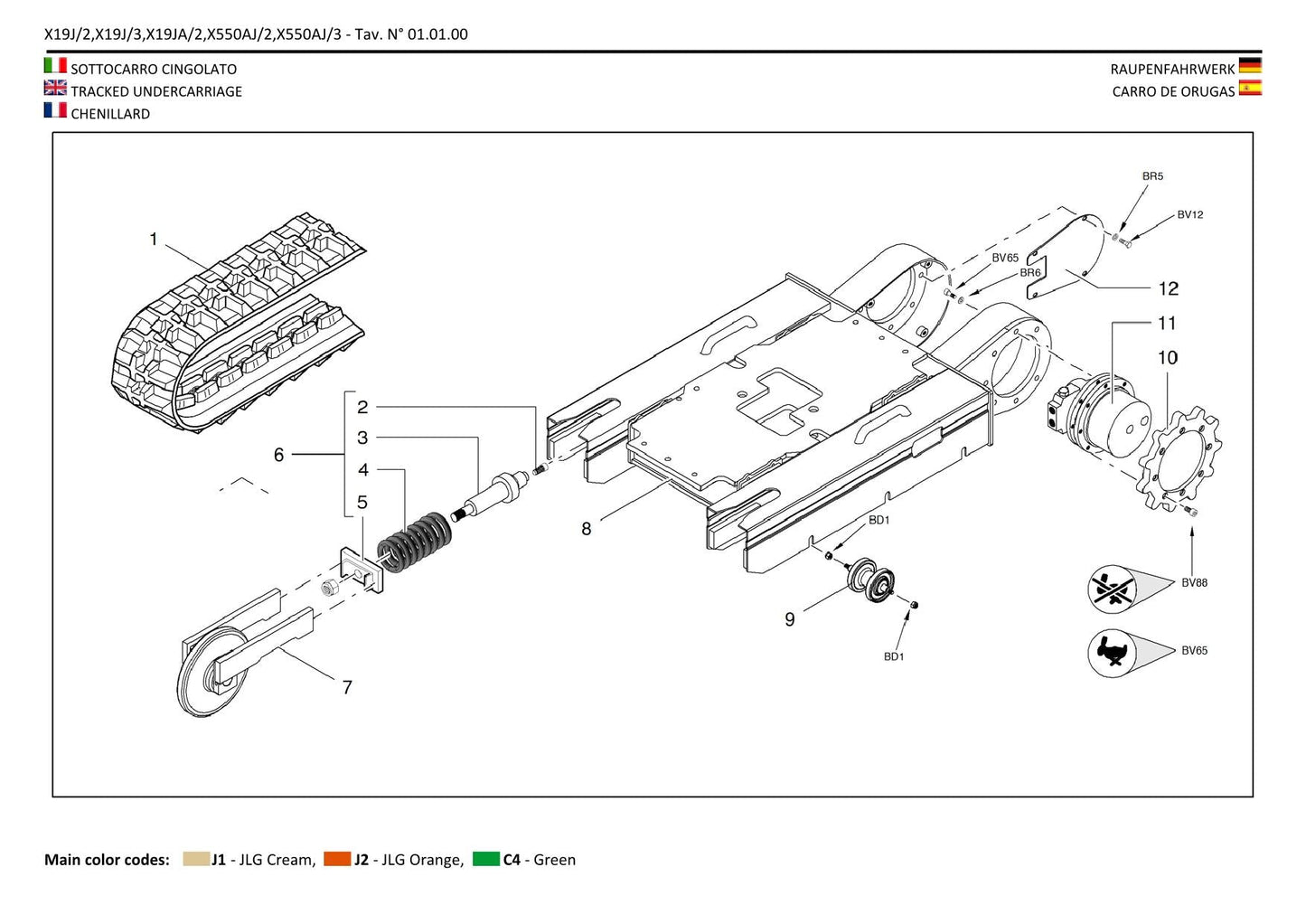 JLG GEN 2 & 3 X19J GEN 2 X19JA Compact Crawler Boom Parts Catalog Manual