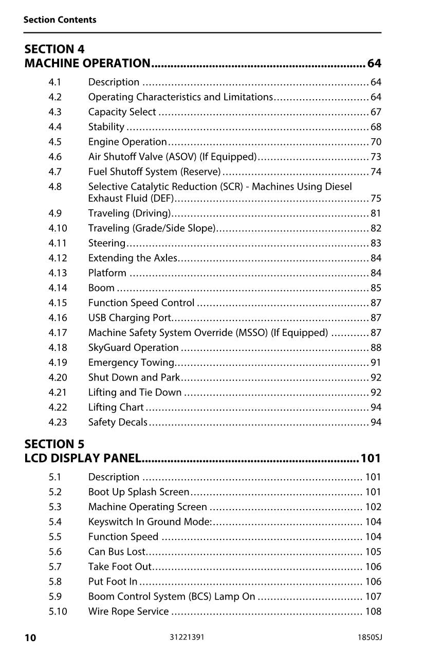 JLG 1850SJ Boom Lift Maintenance Operation Operators Manual 31221391