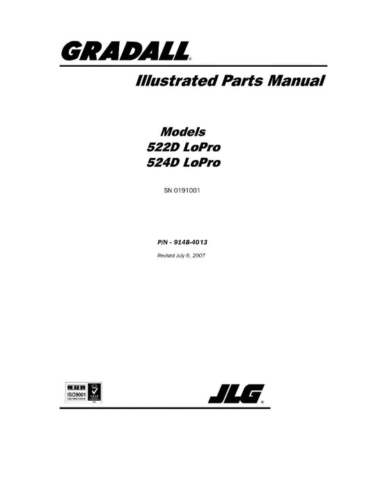 GRADALL 522D 524D Telehandler Parts Catalog Manual