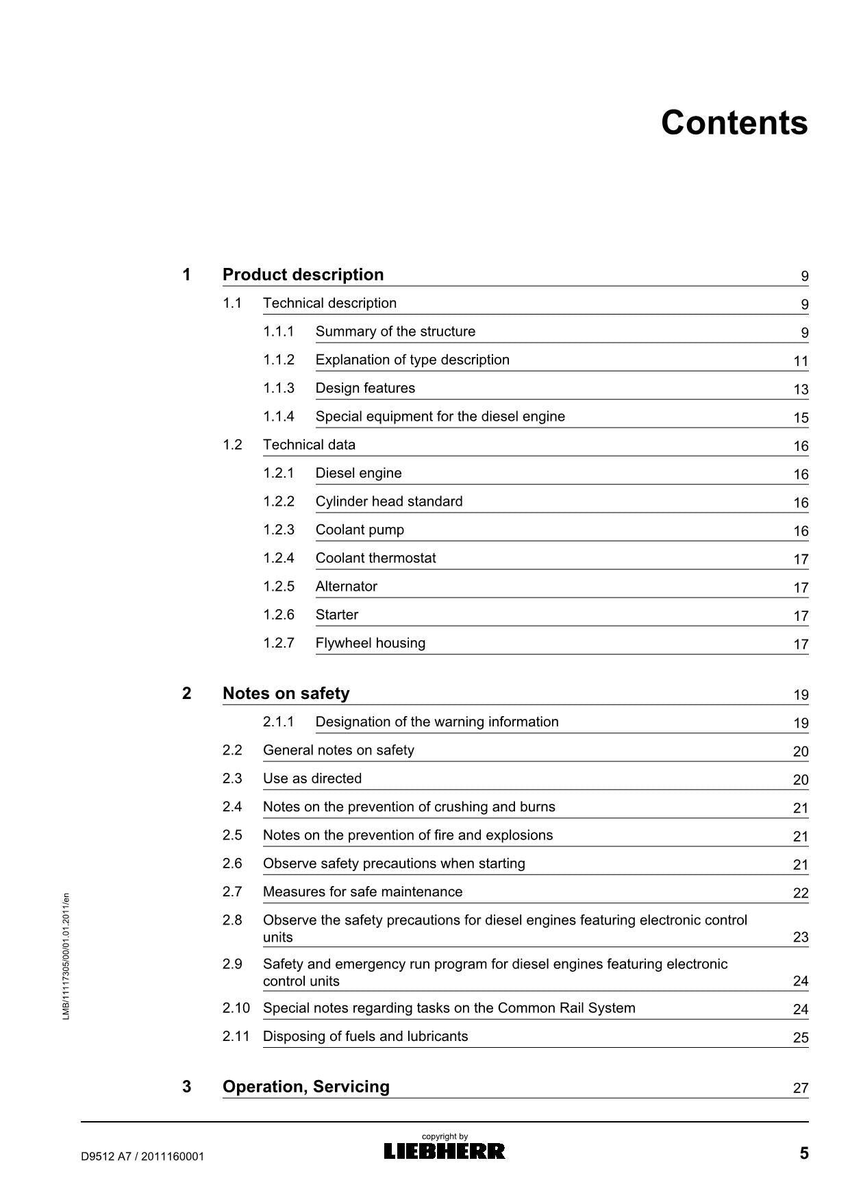 Liebherr D9512 A7 engine Operators manual