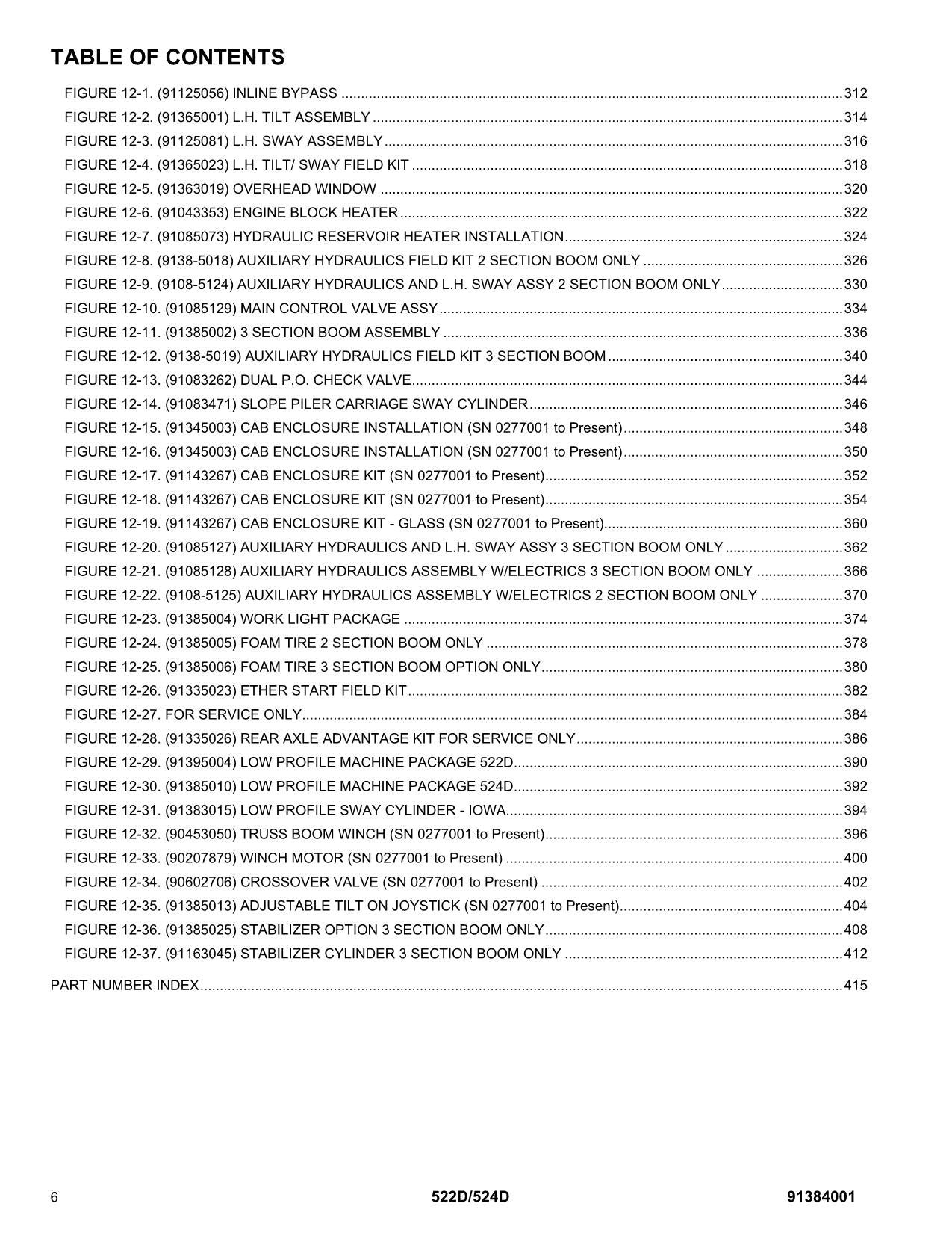 GRADALL 522D 524D Telehandler Parts Catalog Manual 91384001