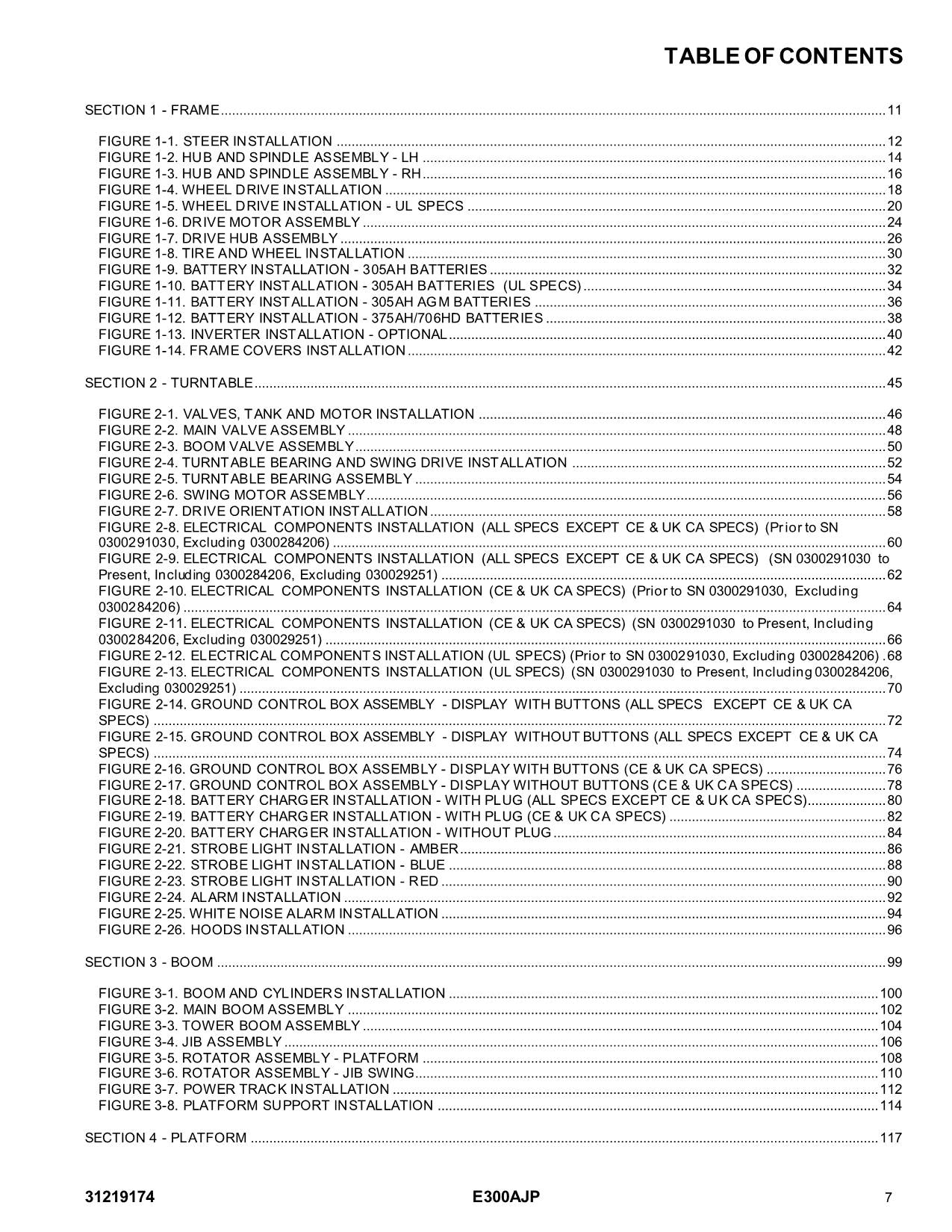 JLG E300AJ E300AJP  Boom Lift Parts Catalog Manual