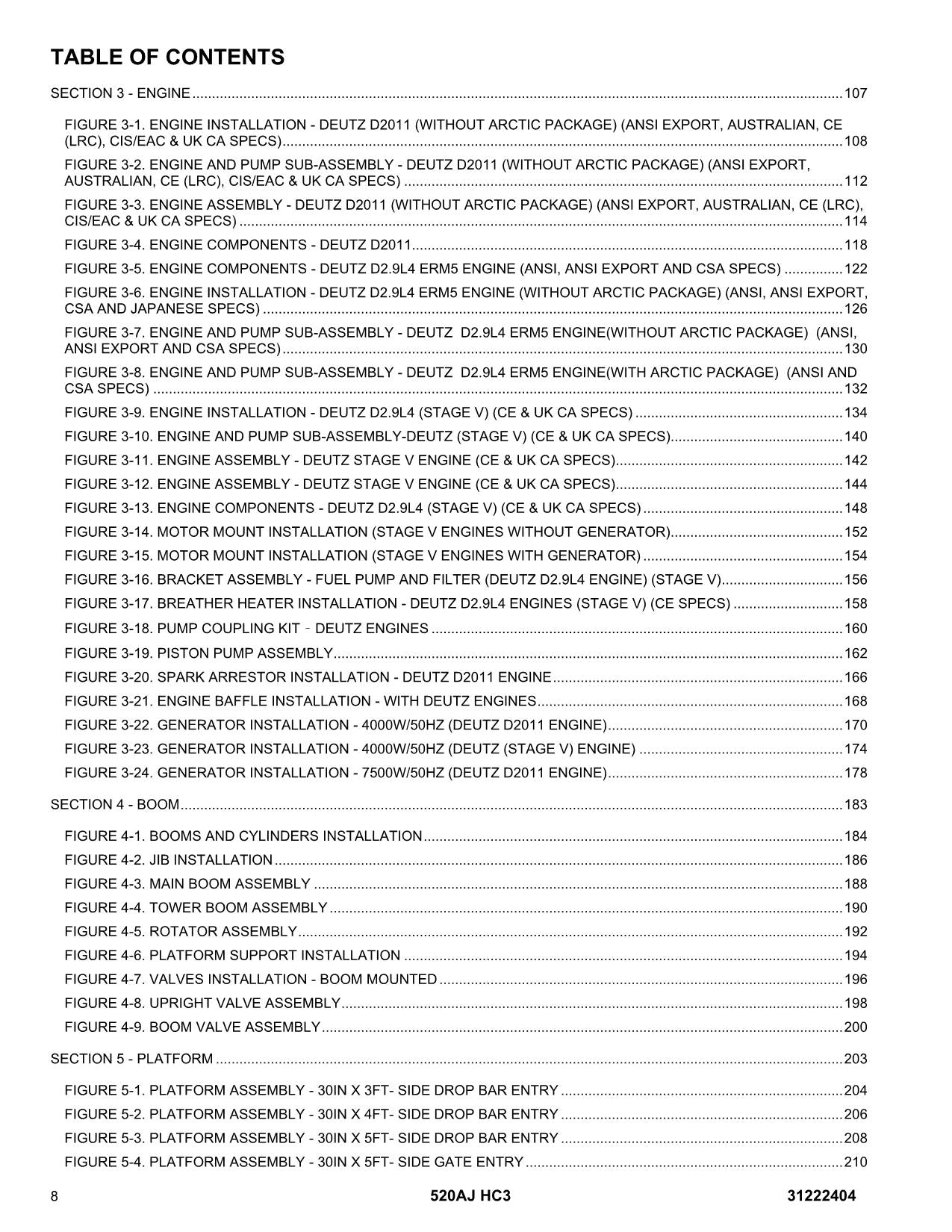 JLG 520AJ HC3 Boom Lift  Parts Catalog Manual