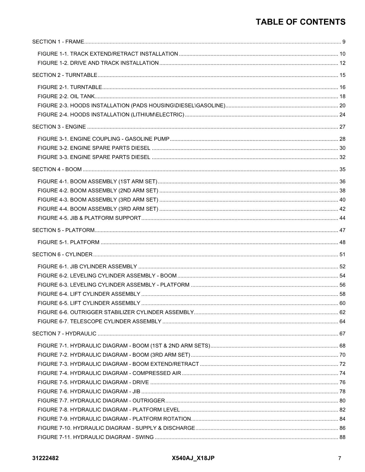 JLG X18JP X540AJ Compact Crawler Boom Parts Catalog Manual