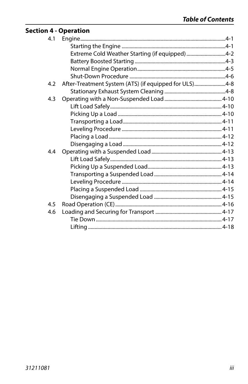 JLG 3006H 3507PS 3510PS 4008PS Telehandler Operators Manual