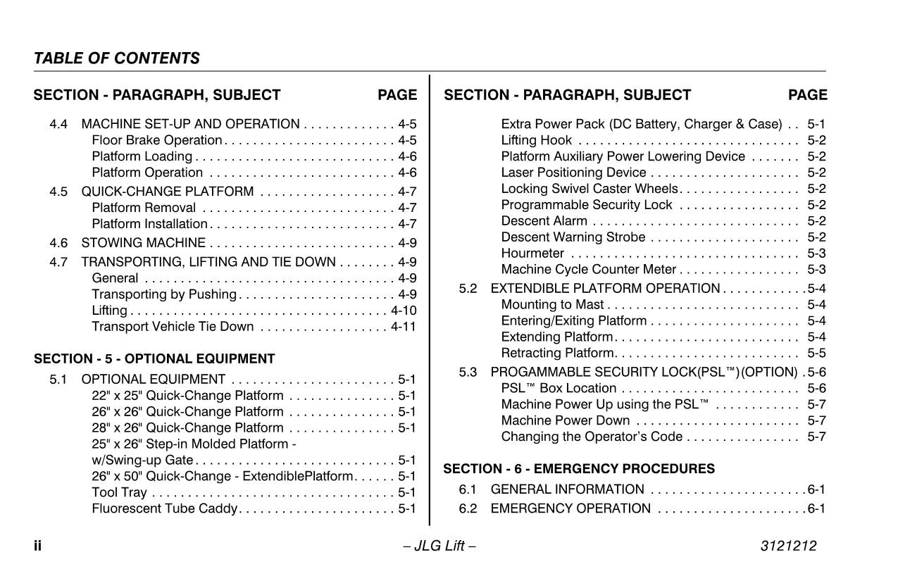 JLG 15AMI Vertical Mast Maintenance Operation Operators Manual