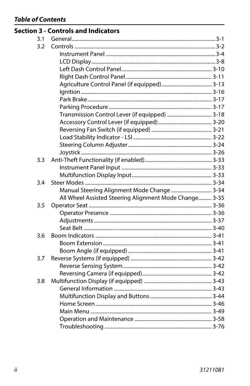 JLG 3006H 3507PS 3510PS 4008PS Telehandler Operators Manual