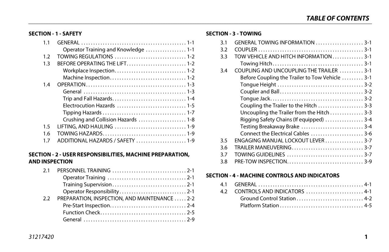 JLG T350 T500J Boom Lift Maintenance Operation Operators Manual 31217420