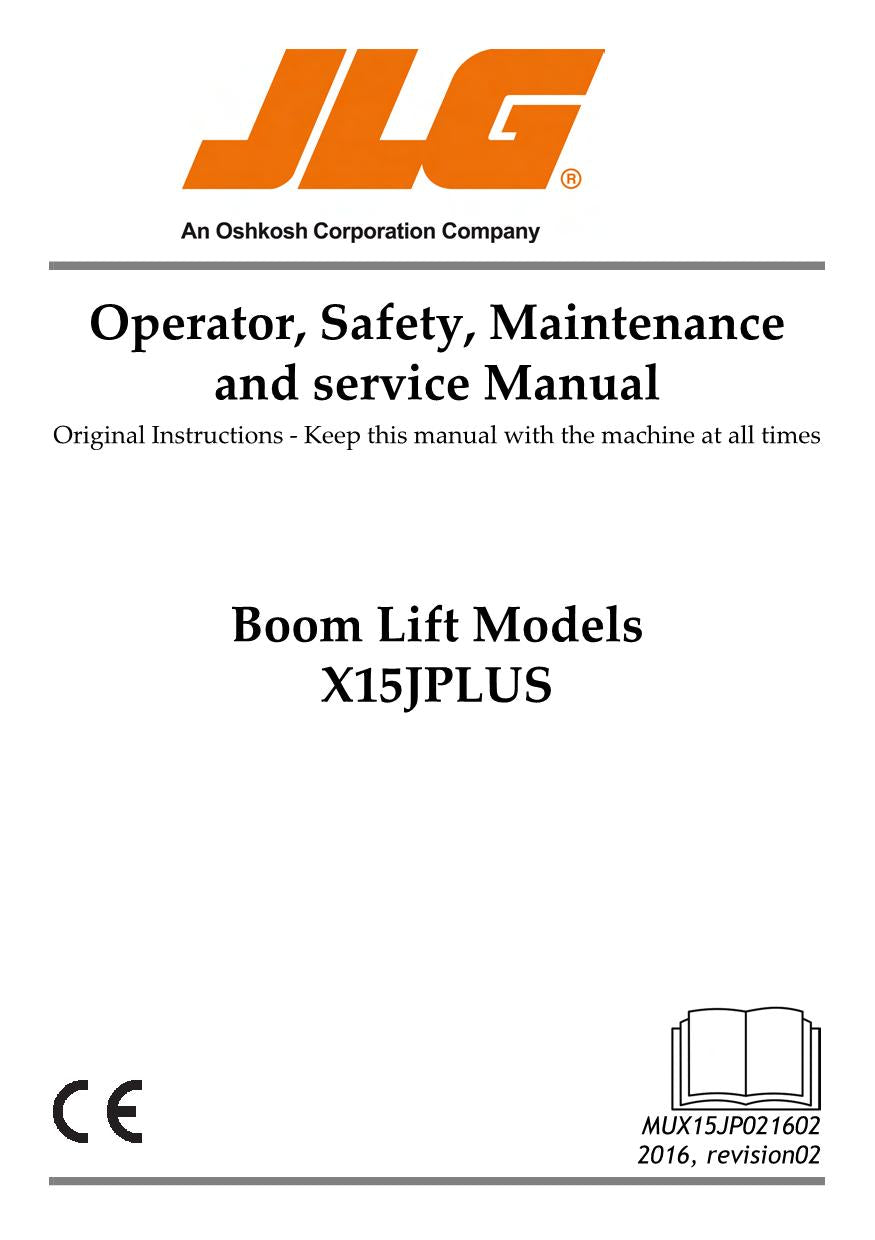 JLG X15JP Compact Crawler Boom Maintenance Operation Operators Manual