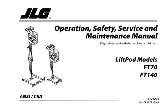 JLG FT140 FT70 Vertical Mast Operation Parts Service Manual