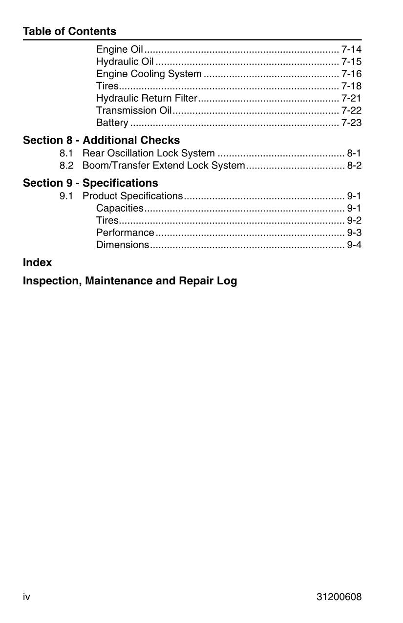 JLG 1044C-54 Series II Telehandler Maintenance Operation Operators Manual