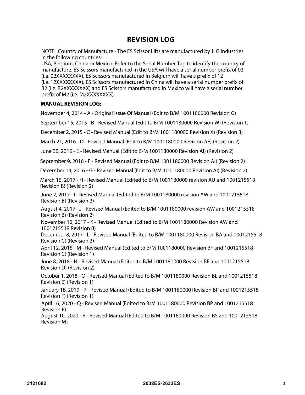 JLG 2032ES 2632ES Scissor Lift Parts Catalog Manual 3121682