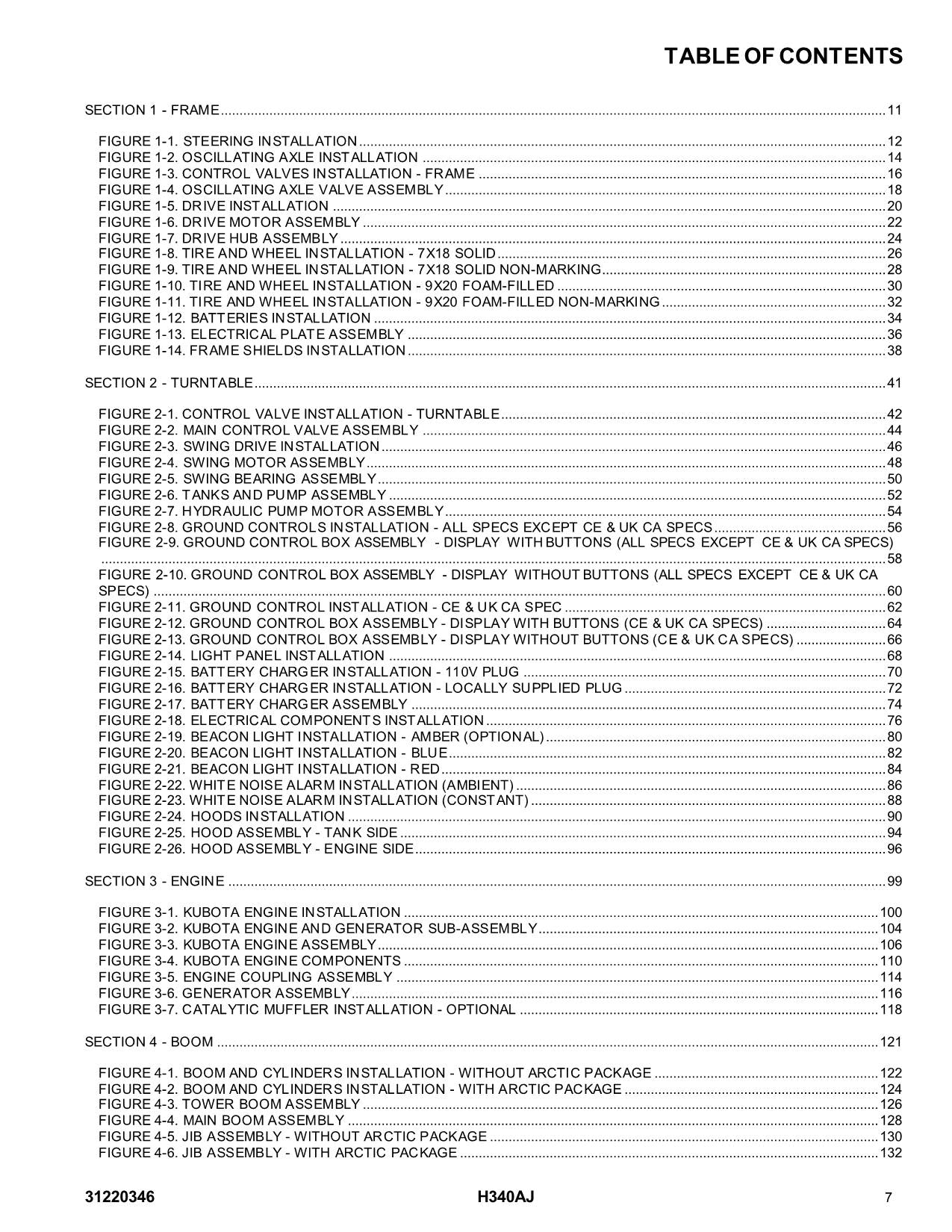 JLG H340AJ Boom Lift Parts Catalog Manual 31220346