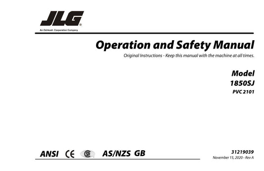 JLG 1850SJ Boom Lift Maintenance Operation Operators Manual 31219039