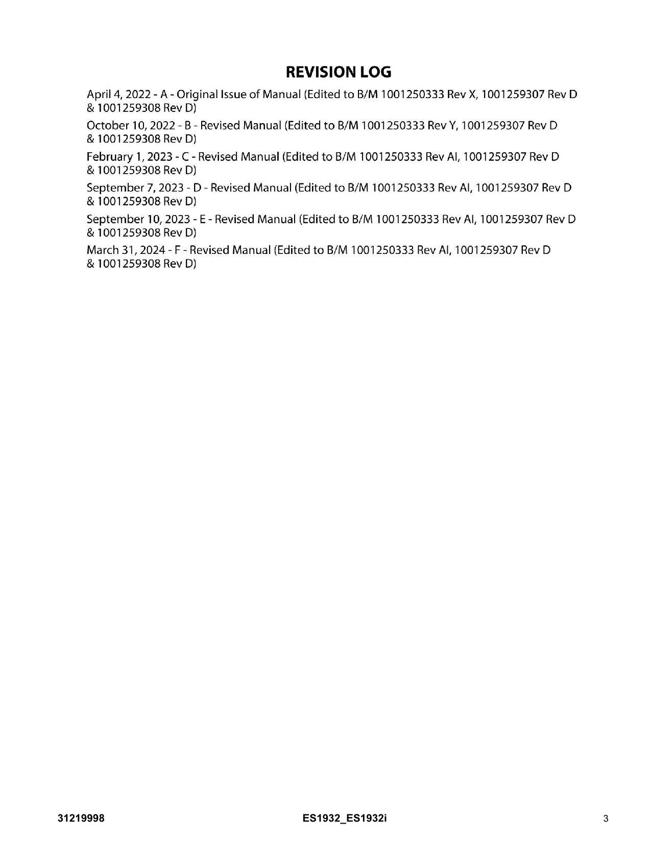 JLG ES1932 ES1932i Scissor Lift Parts Catalog Manual 31219998