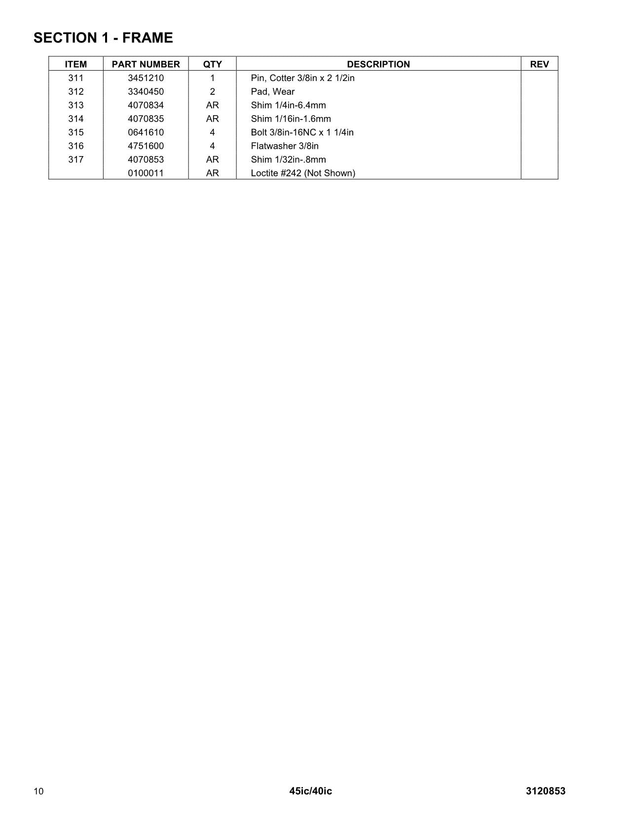 JLG 40ic 45ic Boom Lift Parts Catalog Hard Copy Manual