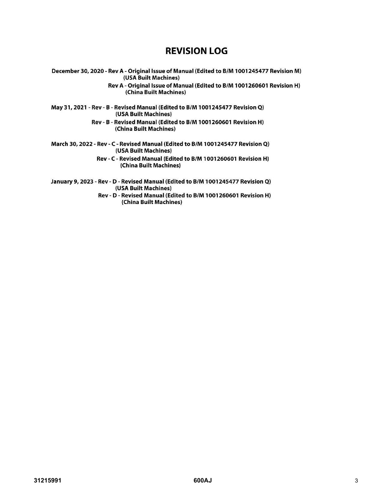 JLG 600AJ  Boom Lift Parts Catalog Manual 31215991