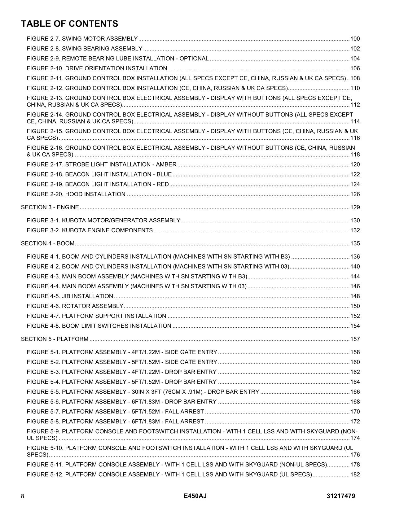 JLG E450AJ  Boom Lift  Parts Catalog Manual