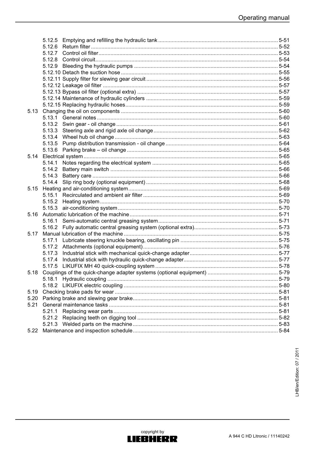 Liebherr A944 C HD Litronic EXCAVATOR LOGGING MACHINE Operators manual