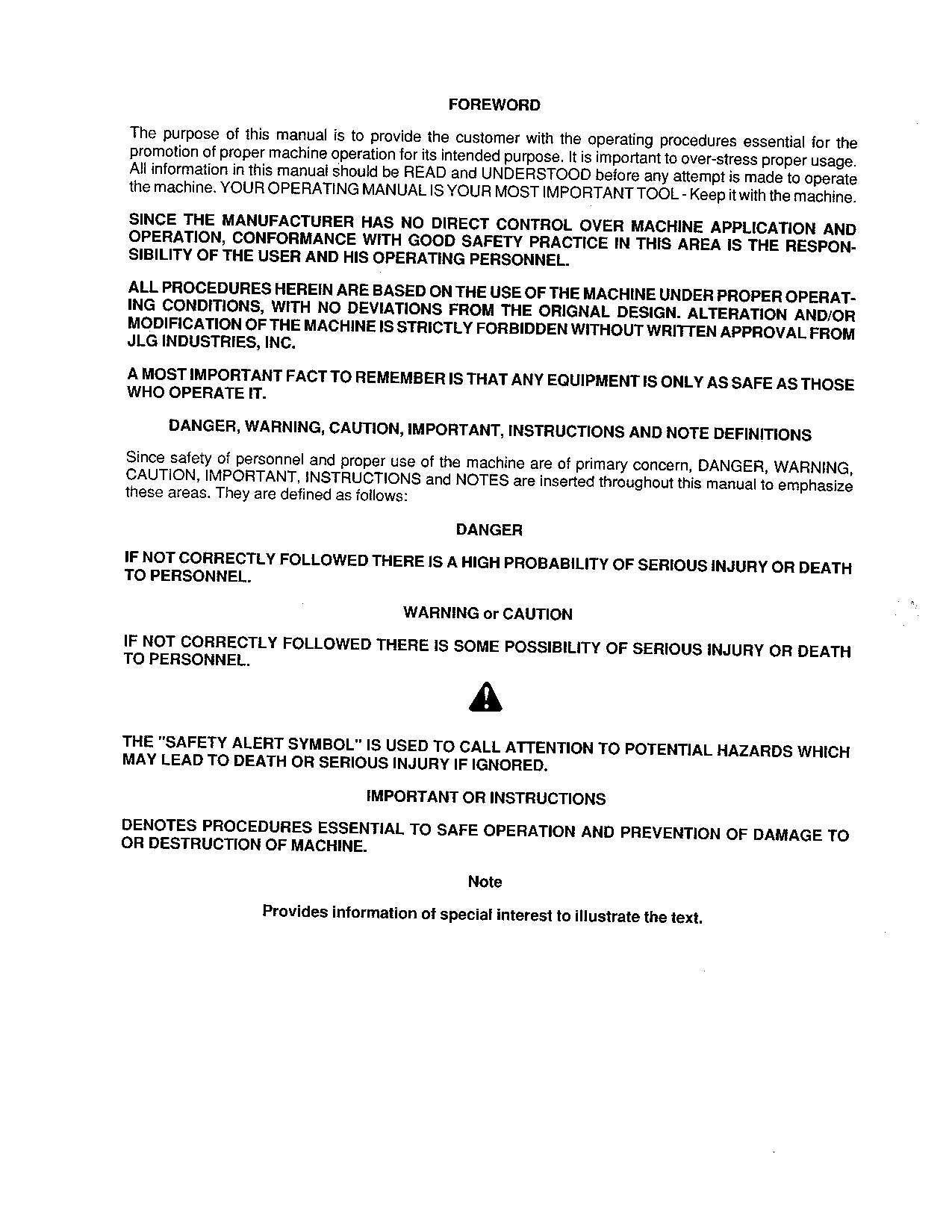 JLG CM1432 CM1432PLUS CM1732 CM2033 CM2046 Lift Operation Parts Service Manual