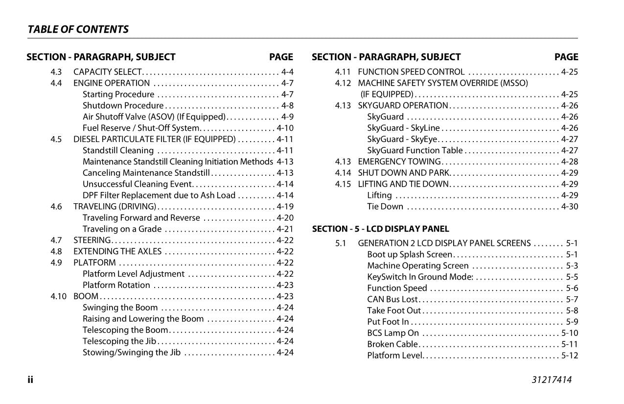 JLG 1500SJ Boom Lift Maintenance Operation Operators Manual 31217414