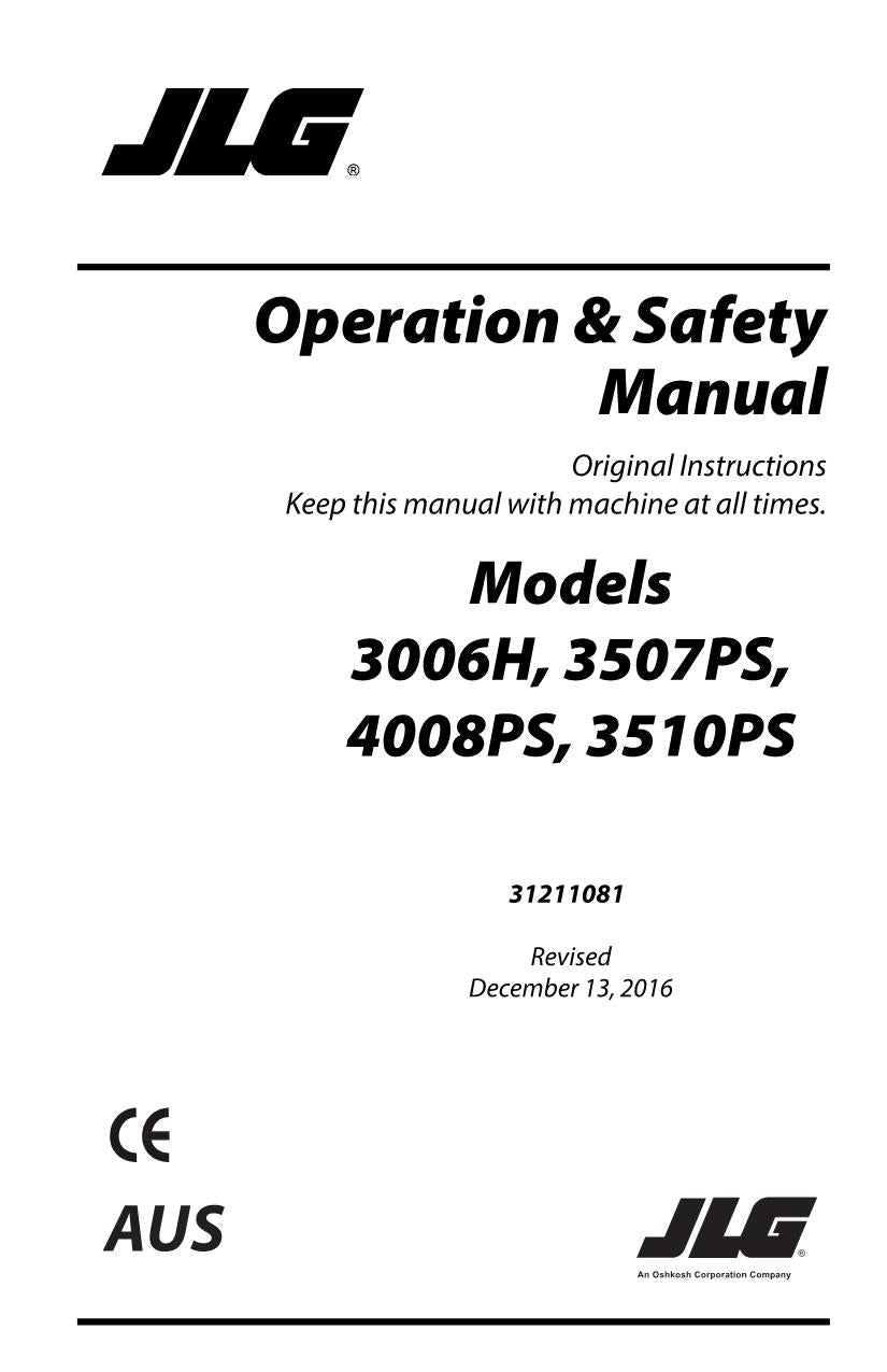 JLG 3006H 3507PS 3510PS 4008PS Telehandler Operators Manual