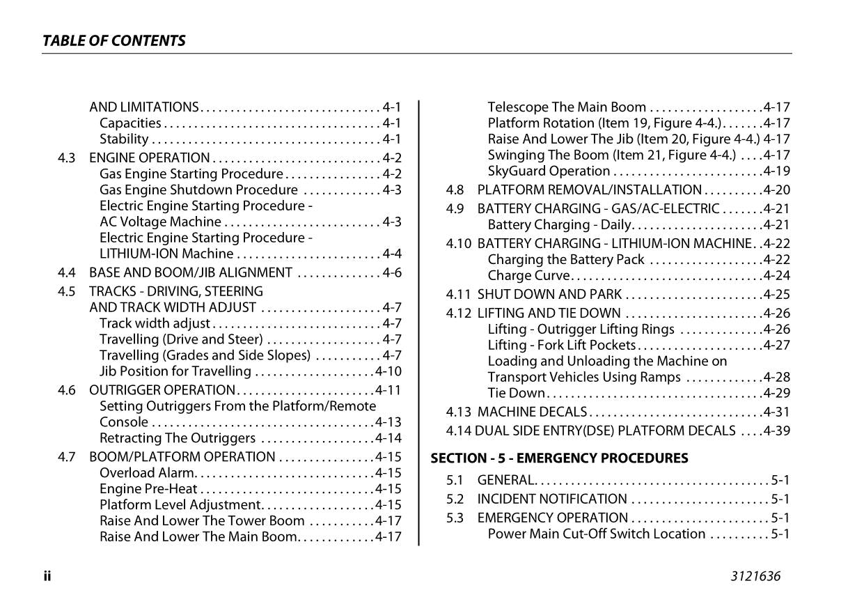 JLG X500AJ Compact Crawler Boom Maintenance Operation Operators Manual