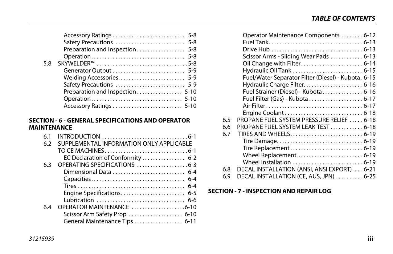 JLG RT5394 Scissor Lift Maintenance Operation Operators Manual 31215939