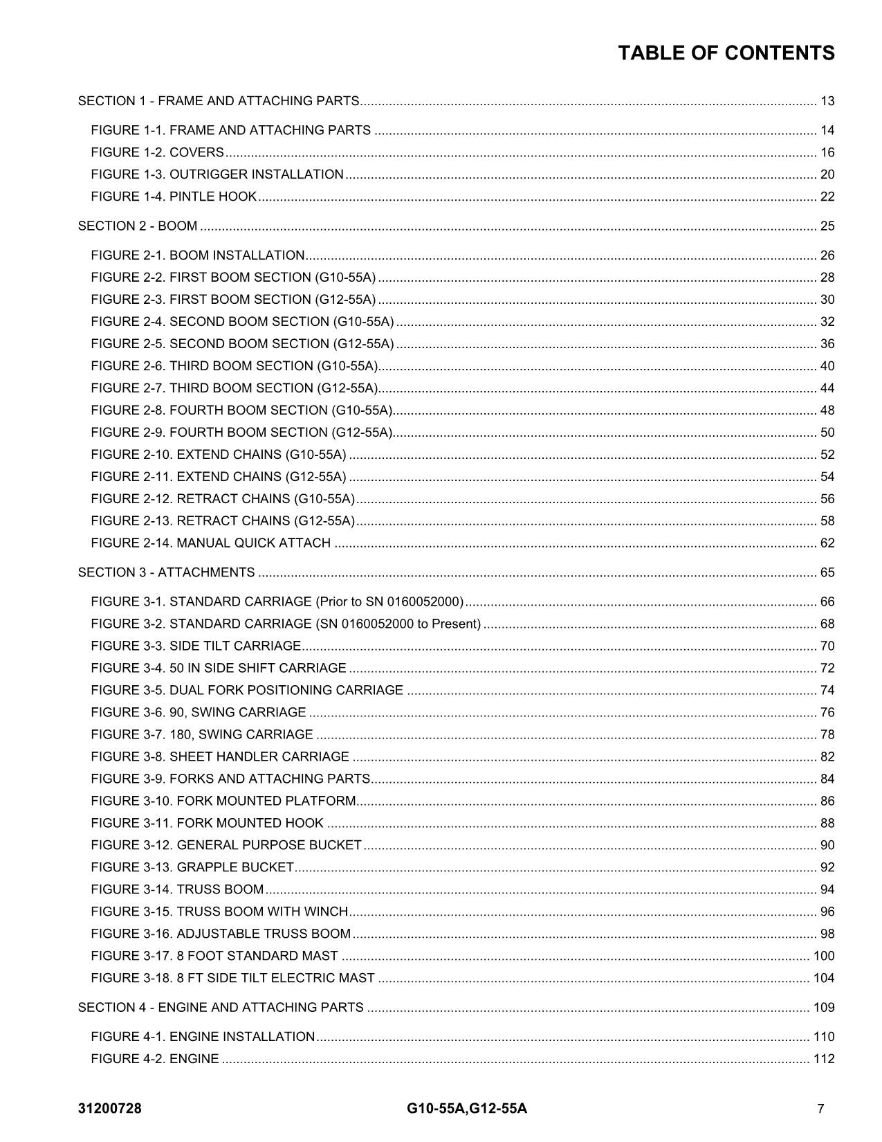 JLG G10-55A G12-55A Telehandler Parts Catalog Manual