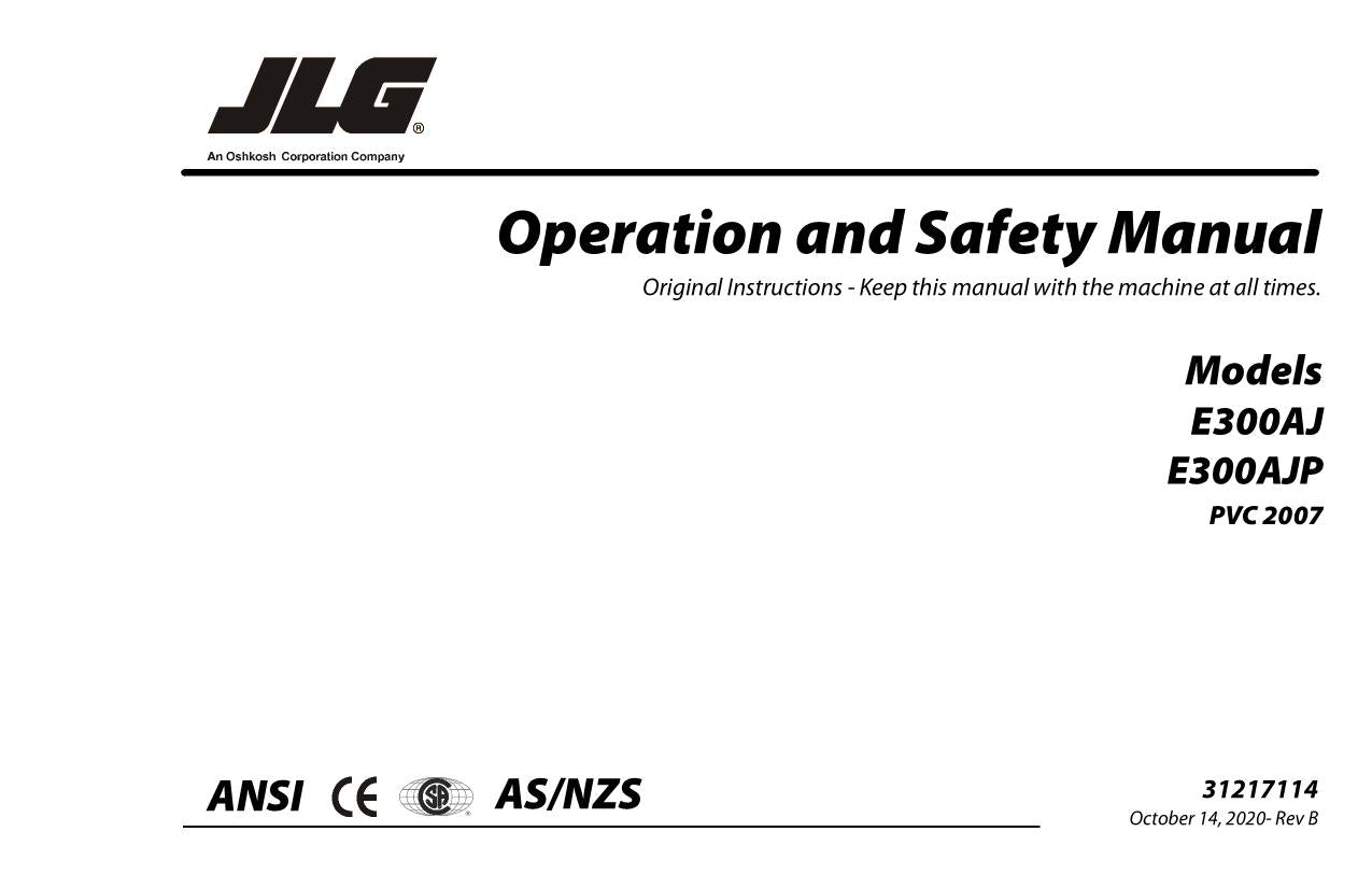 JLG E300AJ E300AJP Boom Lift Maintenance Operation Operators Manual 31217114