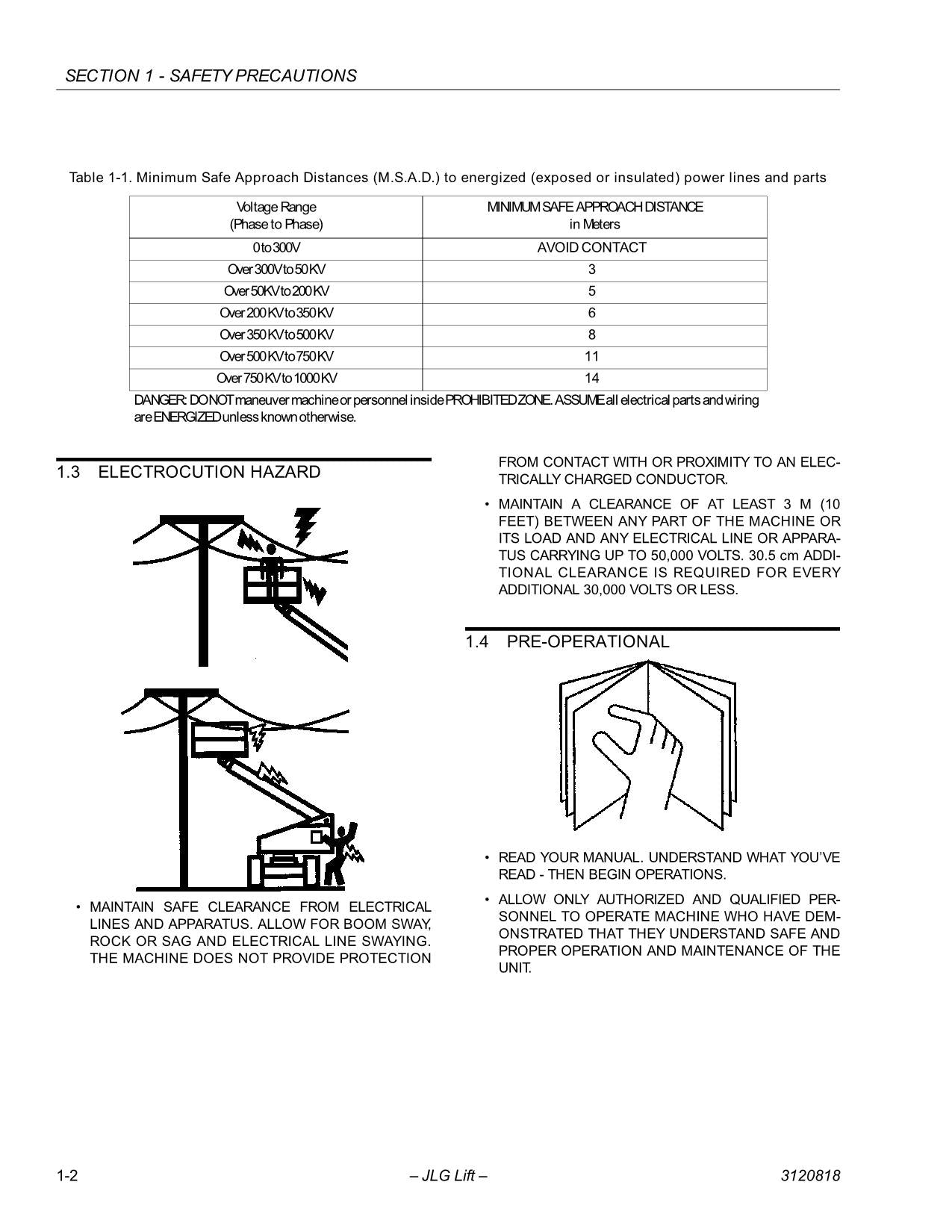 JLG 120HX Boom Lift Maintenance Operation Operators Manual 3120818