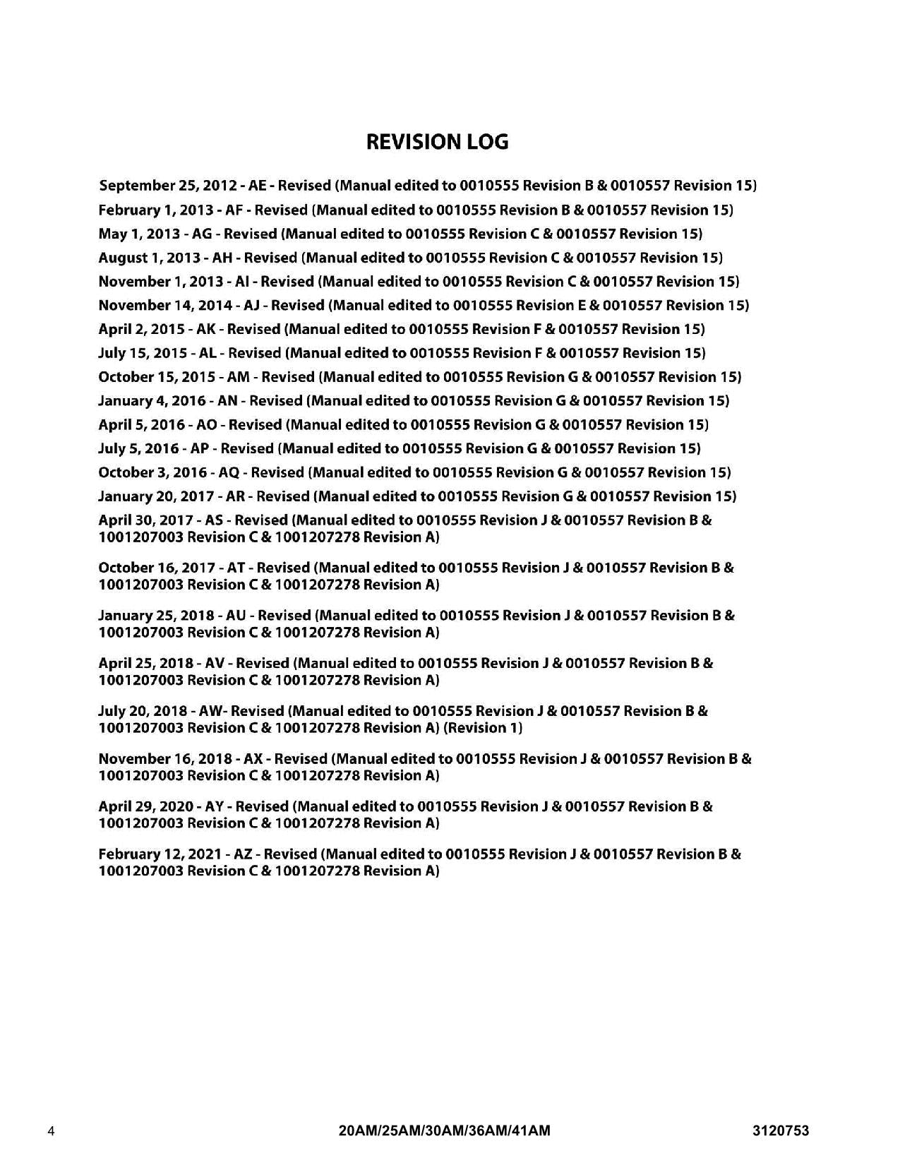 JLG 20AM 25AM 30AM 36AM 41AM Vertical Mast Parts Catalog Manual 3120753