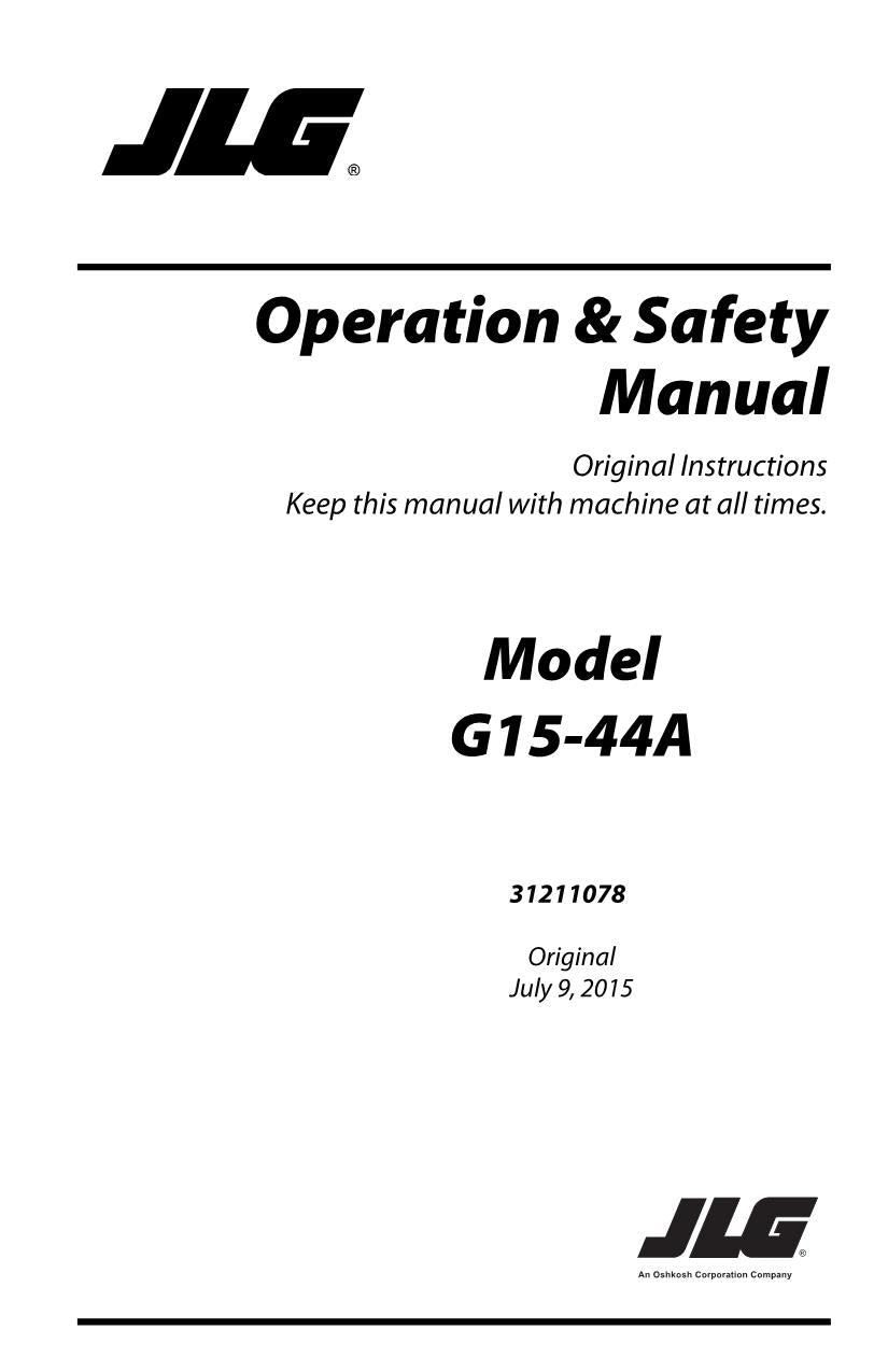 JLG G15-44A Telehandler Maintenance Operation Operators Manual