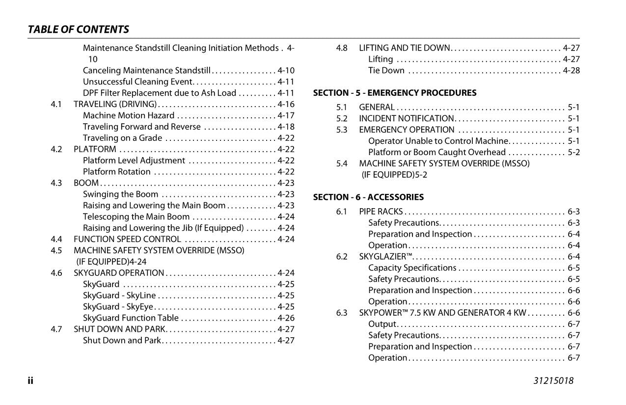 JLG 400SC 460SJC Boom Lift Maintenance Operation Operators Manual 31215018