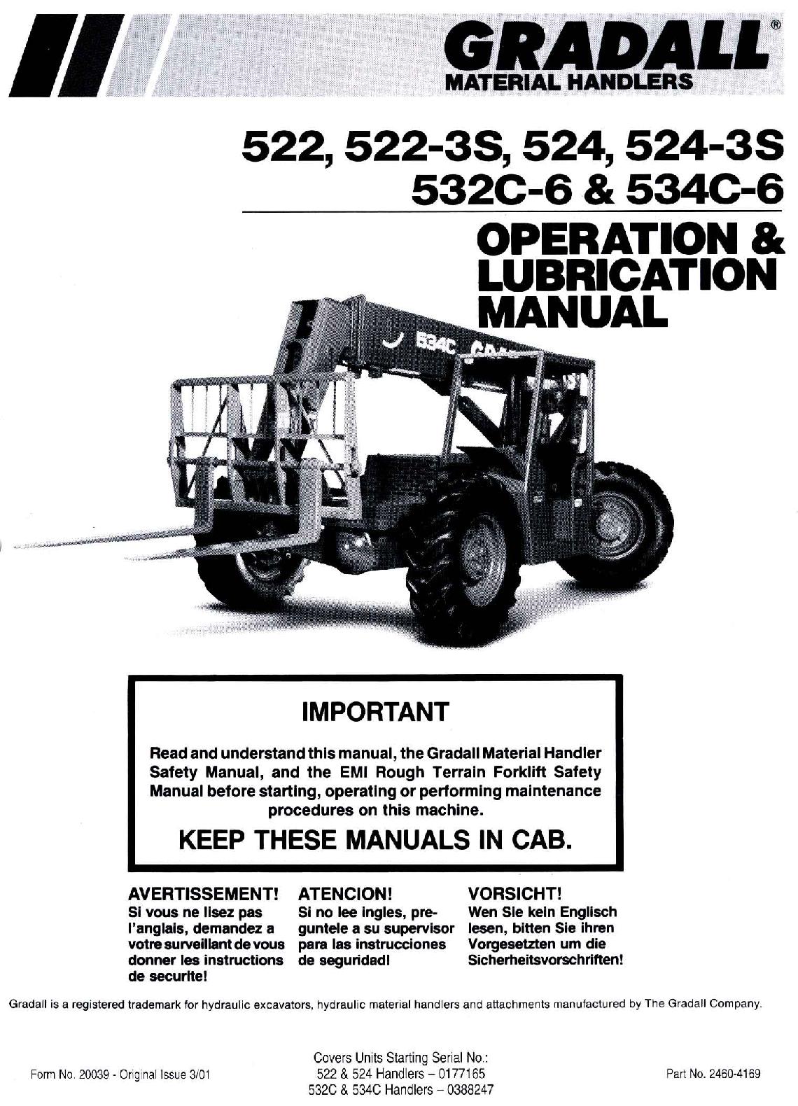 GRADALL JLG 522 524 532C-6 534C-6 Telehandler Operation Service 24604128