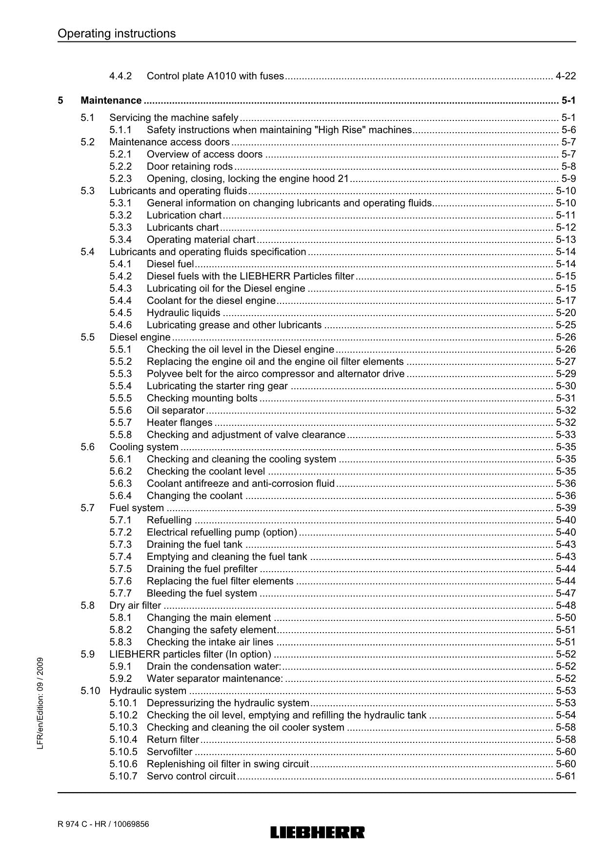 Liebherr R974 C - HR Excavator Operators manual