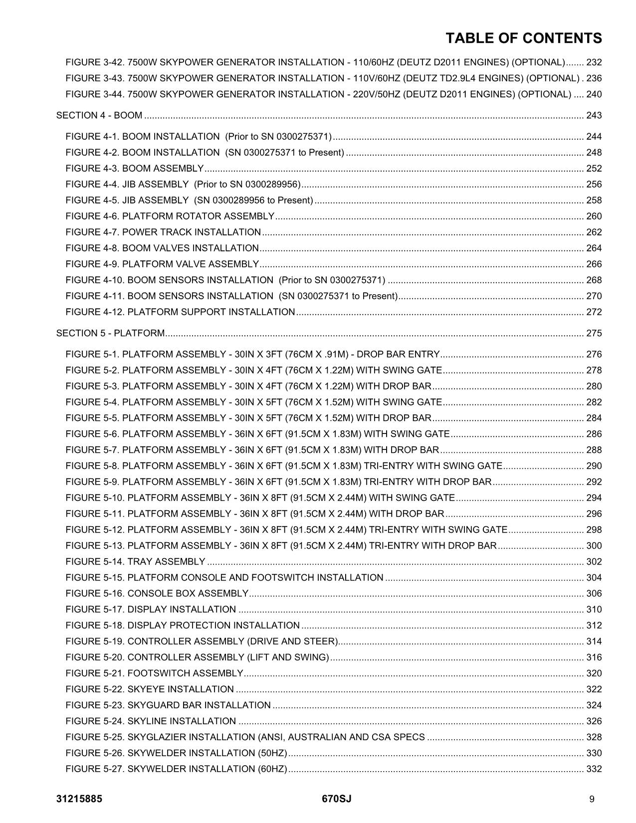 JLG 670SJ SL  Boom Lift Parts Catalog Manual 31215885