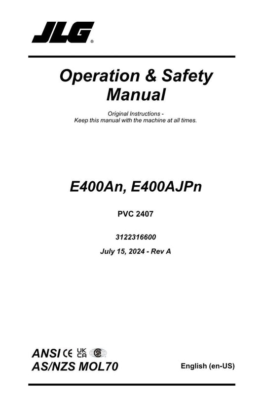 JLG E400A narrow E40AJP narrow Boom Lift Operators Manual