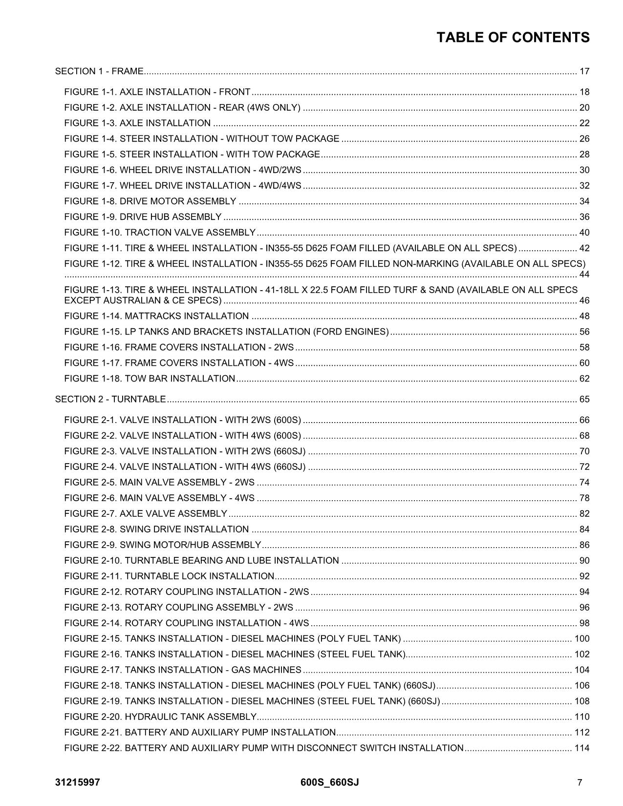 JLG  600S 660SJ  Boom Lift Parts Catalog Manual