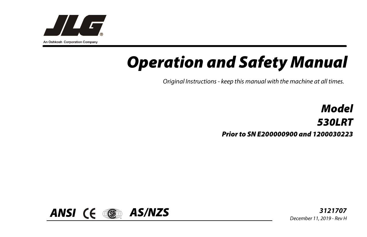 JLG 530LRT Scissor Lift Maintenance Operation Operators Manual 3121707