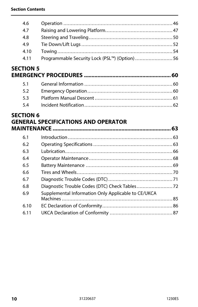 JLG 1230ES Vertical Mast Maintenance Operation Operators Manual 31220637